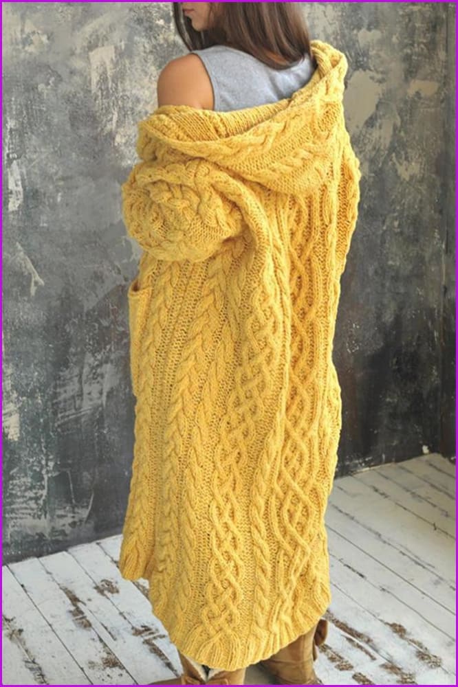 Knitted Cardigan Hooded Sweater Coat F2630 - Furdela