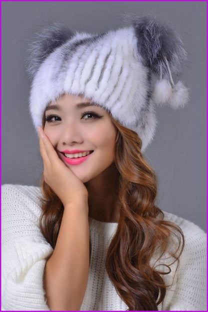 Knitted Mink Fur Hat - Furdela