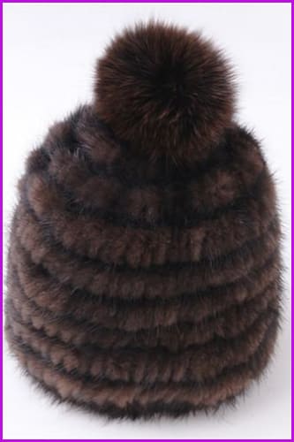 Knitted Mink Fur PomPoms Hats Fur Hat - Furdela