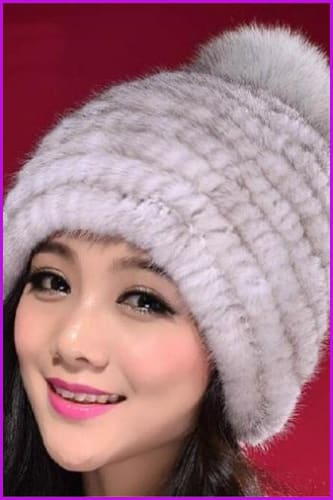 Knitted Mink Fur PomPoms Hats Fur Hat - Furdela