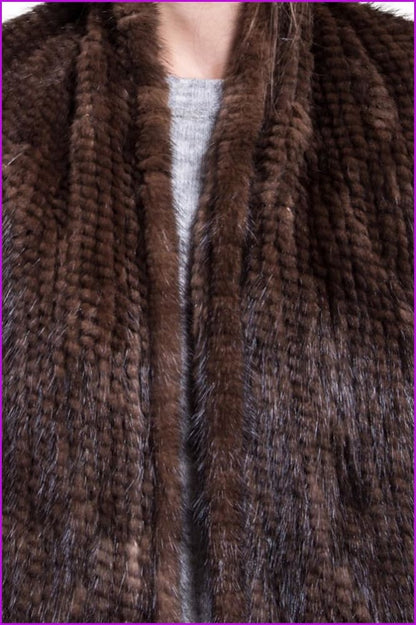 Knitted Mink Fur Scarves with Tassels DO629 - Furdela