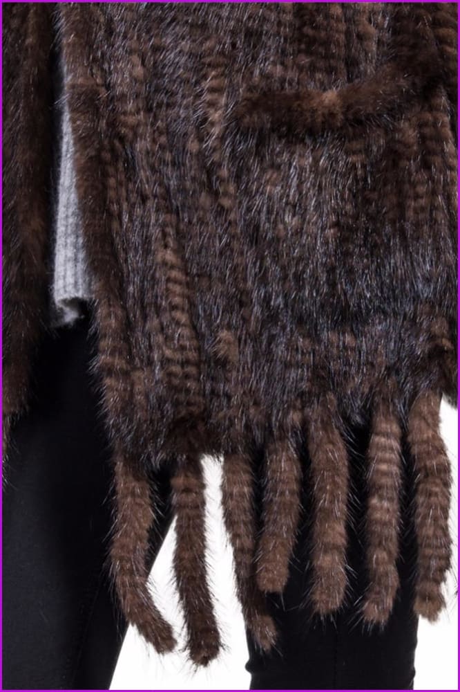 Knitted Mink Fur Scarves with Tassels DO629 - Furdela