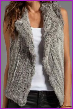 Knitted Rabbit Fur Gilet DO1426 - Furdela