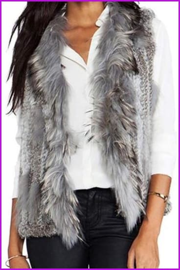 Knitted Rabbit Fur Gilet DO549 - Furdela