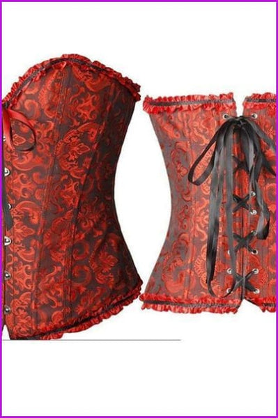 Lace Up Satin Retro Corset F1821 - Furdela