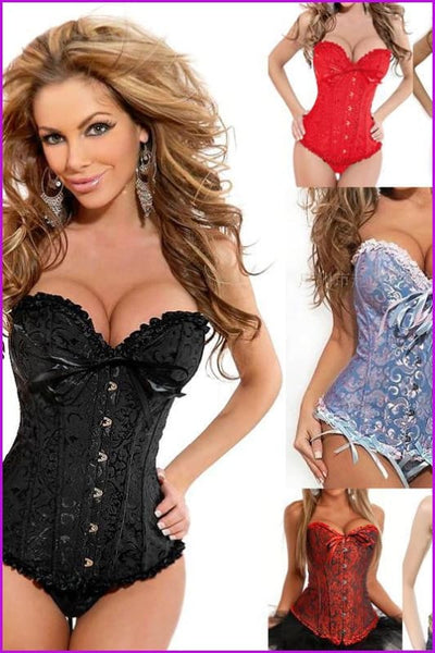 Lace Up Satin Retro Corset F1821 - Furdela