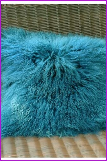 Lake Blue Mongolian Lamb Fur Pillow Covers DO777 - Furdela Wholesale