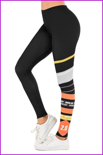 Leaf Printing High Waist Slim Fitness Pants DE111 - Furdela