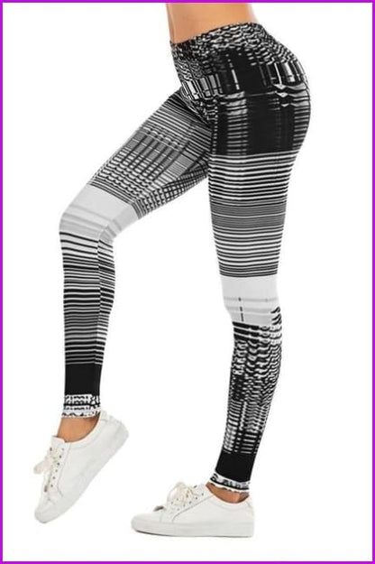 Leaf Printing High Waist Slim Fitness Pants DE111 - Furdela