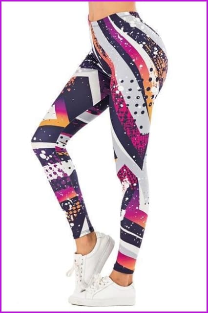 Leaf Printing High Waist Slim Fitness Pants DE111 - Furdela