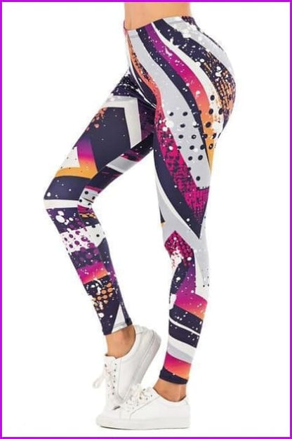 Leaf Printing High Waist Slim Fitness Pants DE111 - Furdela