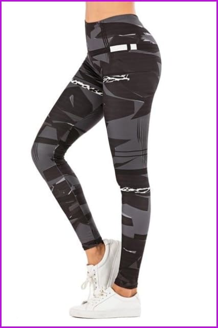 Leaf Printing High Waist Slim Fitness Pants DE111 - Furdela