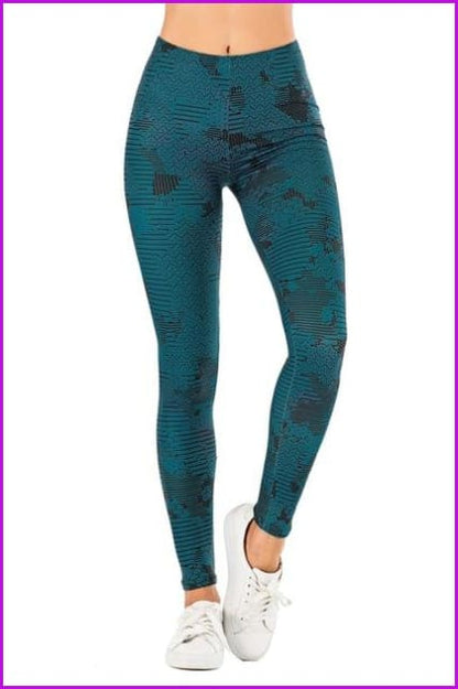 Leaf Printing High Waist Slim Fitness Pants DE111 - Furdela