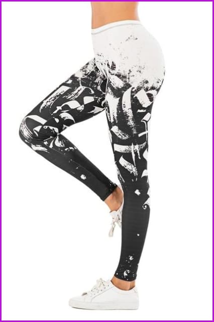 Leaf Printing High Waist Slim Fitness Pants DE111 - Furdela