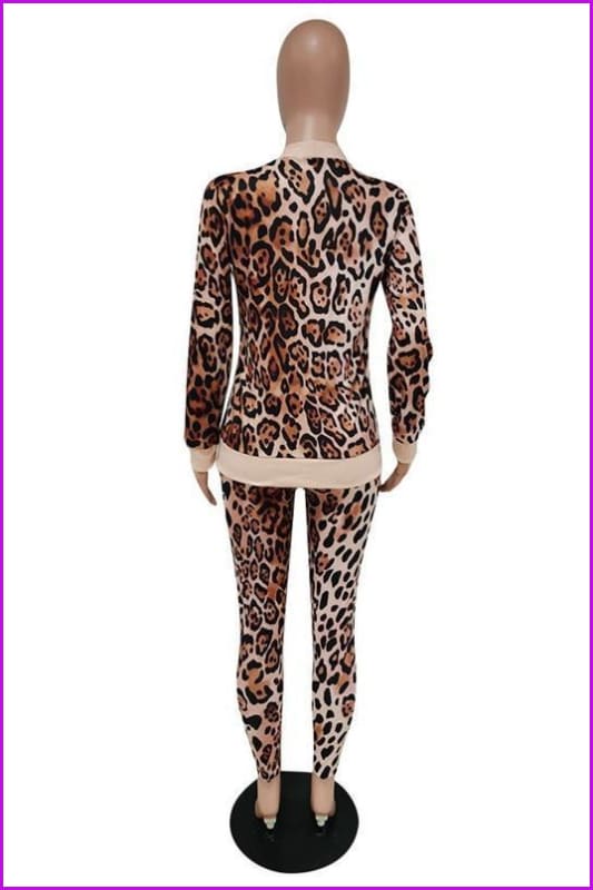 Leopard Legging Tracksuit Fitness Two Piece Set F1521 - Furdela