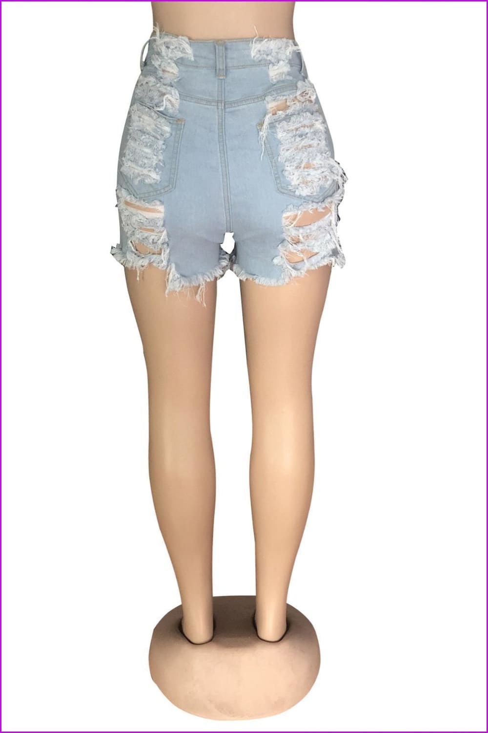 Light Blue Ripped Jeans Short F232 - Furdela