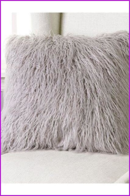 Light Grey Mongolian Lamb Fur Pillow Covers DO777 - Furdela Wholesale