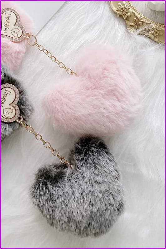 Love Heart Pendant Rabbit Furry Case Hair Plush Phone Cover DE285 - Furdela