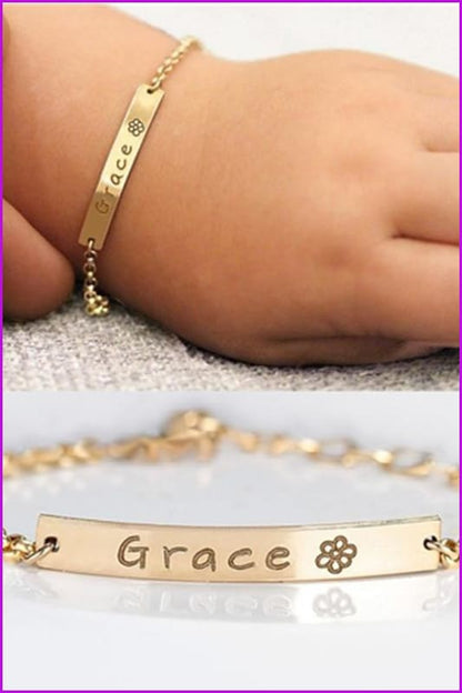 Lovely Custom Baby Name Adjustable Bracelet F2588 - Furdela