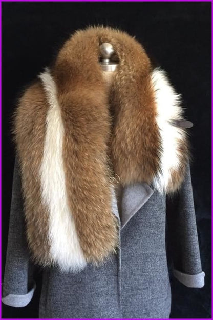 Luxury 100% Real Genuine Raccoon Fur Collar Scarf - Furdela