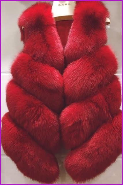 Luxury Fox Fur Gilet Red/Black/Pink/Deep/Grey DO977 - Furdela