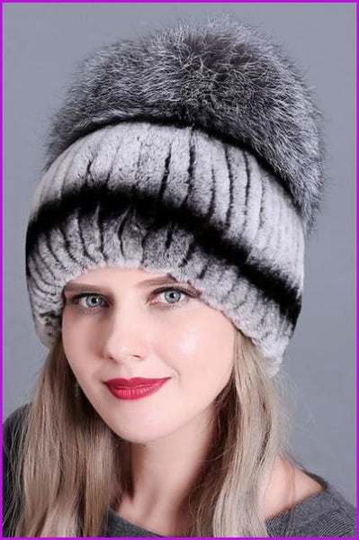 Luxury Mink Fur with Rabbit Fur Fluffy Ball Benies - Furdela Wholesale
