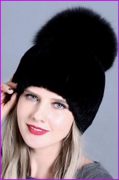 Luxury Mink Fur with Rabbit Fur Fluffy Ball Benies - Furdela Wholesale