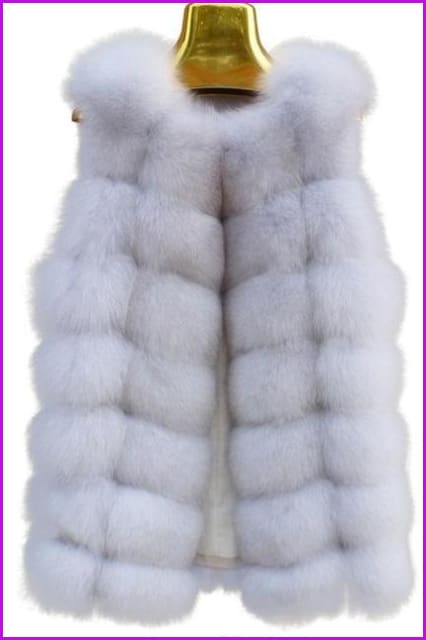 Luxury O-Neck Fox Fur Gilet 70CM DO967 - Furdela