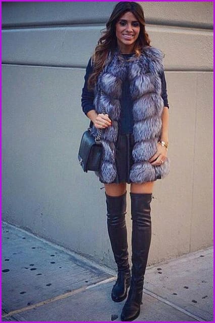 Luxury O-Neck Fox Fur Gilet 70CM DO967 - Furdela