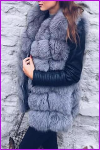 Luxury O-Neck Fox Fur Gilet 70CM DO967 - Furdela