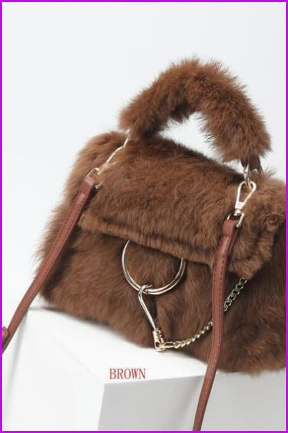 Luxury Real Rabbit Fur Fashion Ladies Shoulder Bag DF081 - Furdela