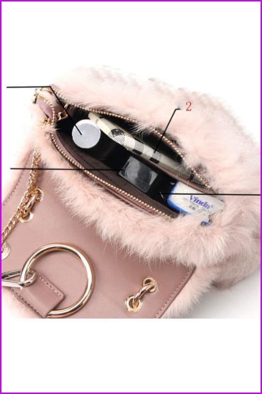 Luxury Real Rabbit Fur Fashion Ladies Shoulder Bag DF081 - Furdela