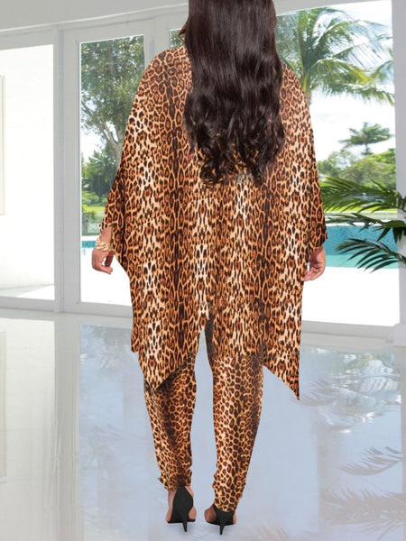 Plus Size Batwing Sleeve Tie Dye Pants Set AT9072