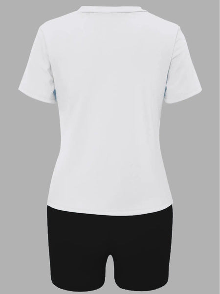 Cartoon Letter Print Shorts Set AR5012