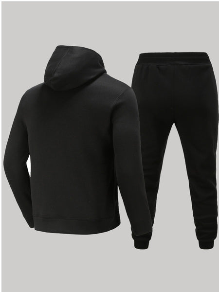 Men Letter Print Kangaroo Pocket Tracksuit Set F4109