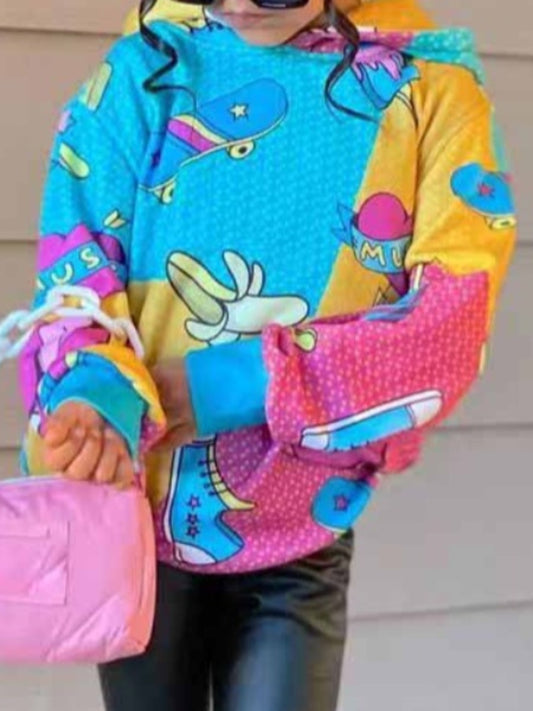 Girl Hooed Collar Cartoon Print Hoodie AC2061