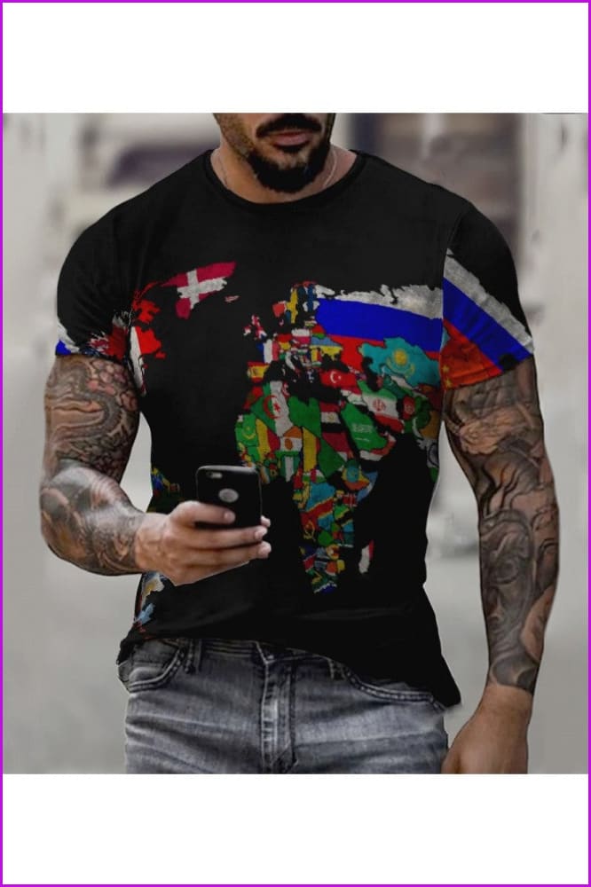 Men's Casual Crew Neck Pullover Printed T-Shirt - Furdela Wholesale