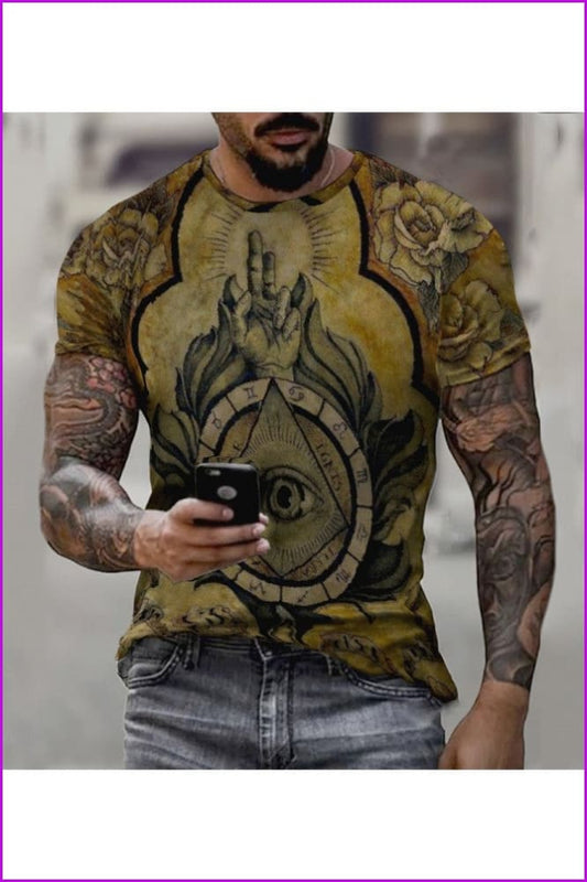 Men's Casual Round Neck Printing Short Sleeve T-Shirt - Furdela Wholesale