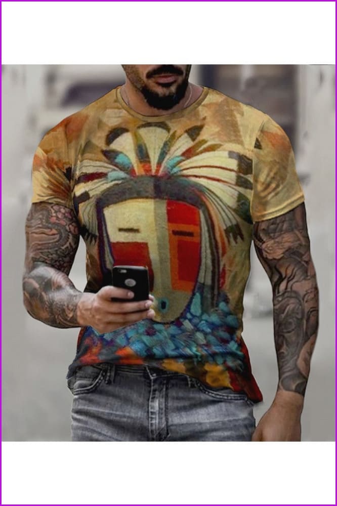 Men's Leisure Contrast Color Short Sleeve T-Shirt - Furdela Wholesale