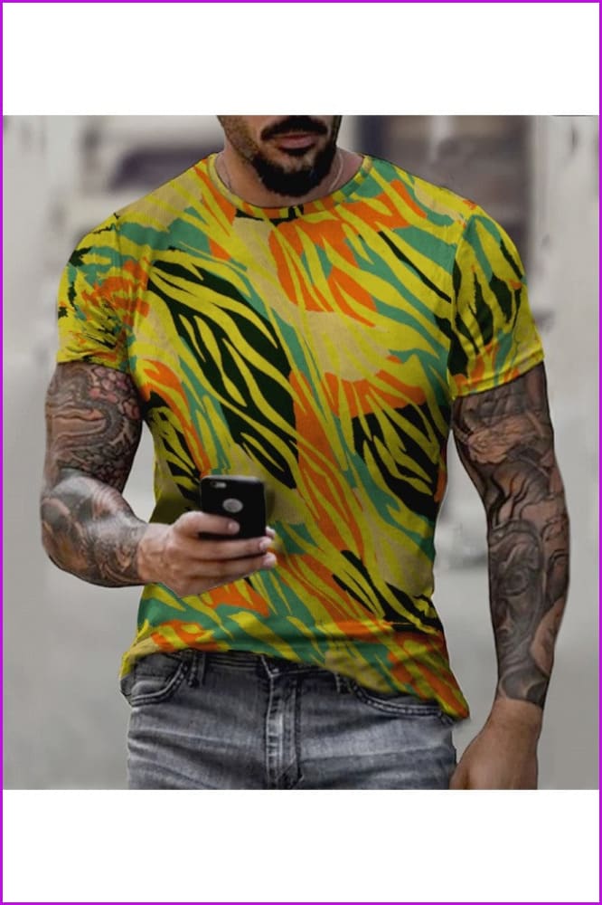 Men's Summer Street Contrast Color Short Sleeve Tee - Furdela Wholesale