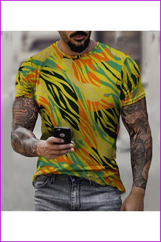 Men's Summer Street Contrast Color Short Sleeve Tee - Furdela Wholesale