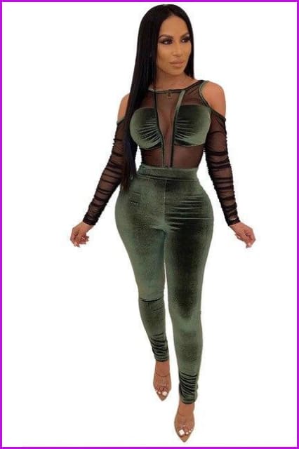 Mesh Fleece Jumpsuits - Furdela