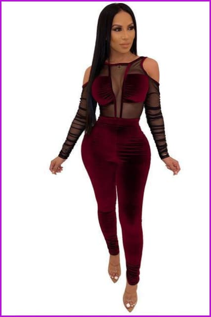 Mesh Fleece Jumpsuits - Furdela