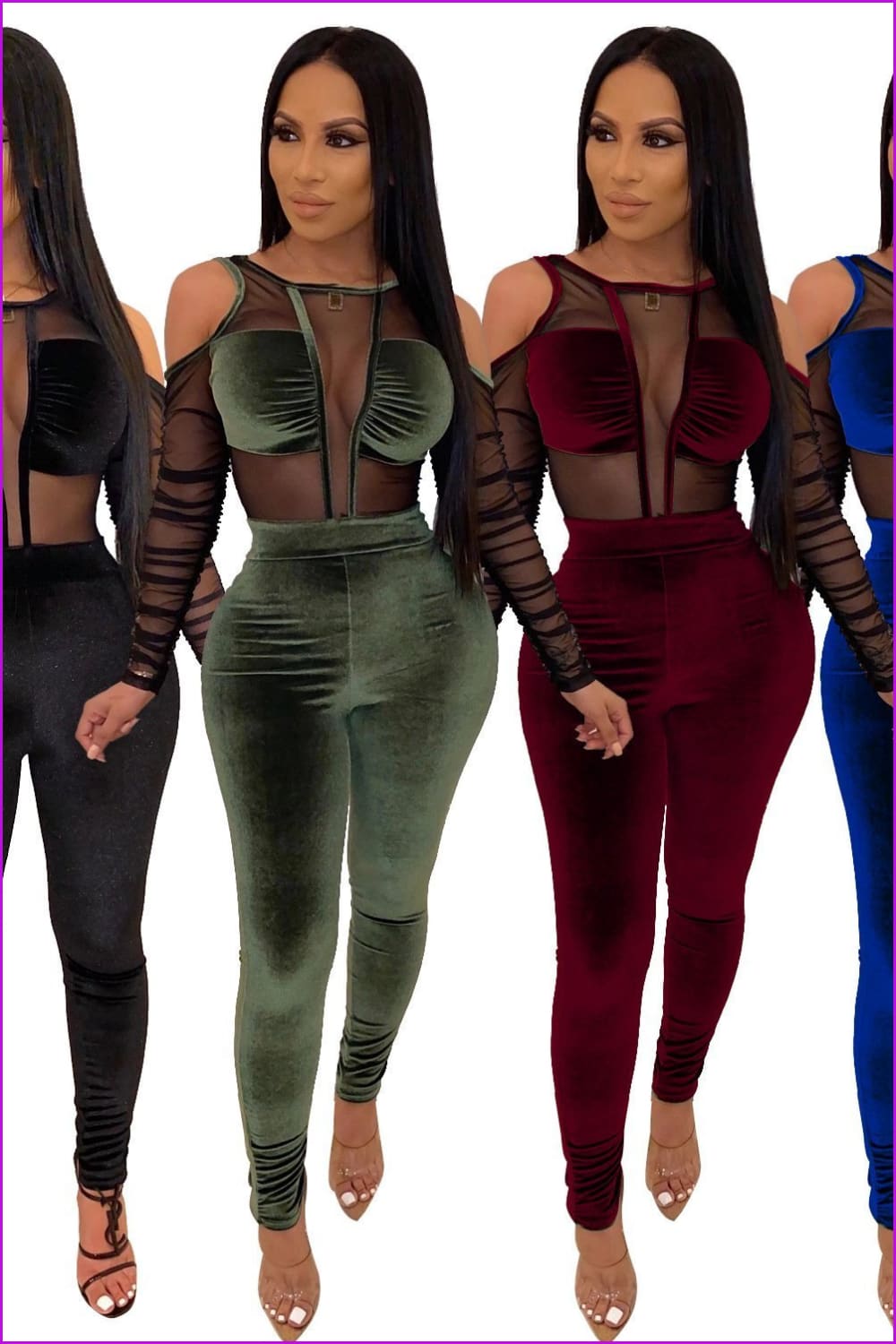 Mesh Fleece Jumpsuits - Furdela