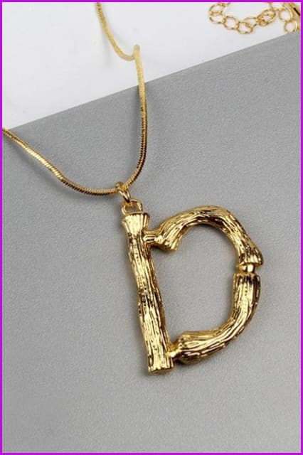 Metal Bamboo 26 Letter Necklace - Furdela