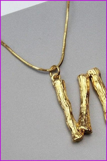 Metal Bamboo 26 Letter Necklace - Furdela