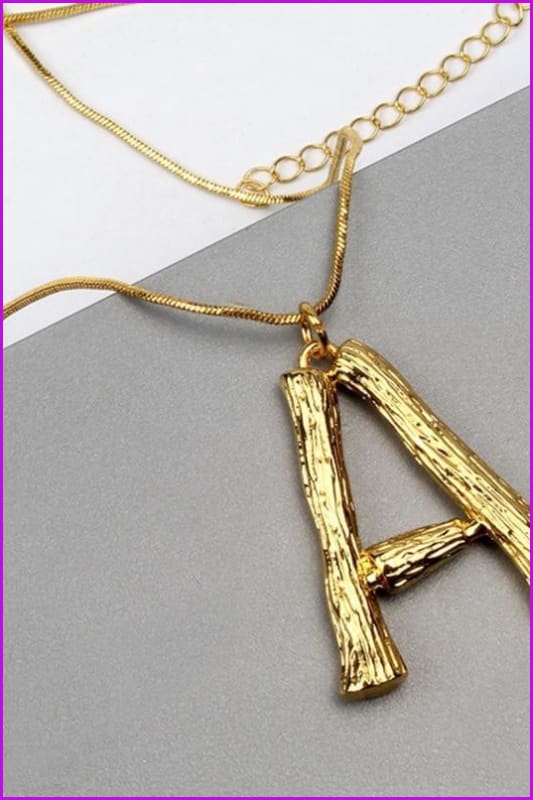 Metal Bamboo 26 Letter Necklace - Furdela