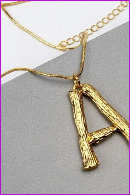 Metal Bamboo 26 Letter Necklace - Furdela