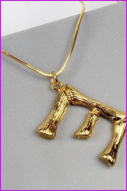 Metal Bamboo 26 Letter Necklace - Furdela