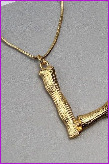 Metal Bamboo 26 Letter Necklace - Furdela